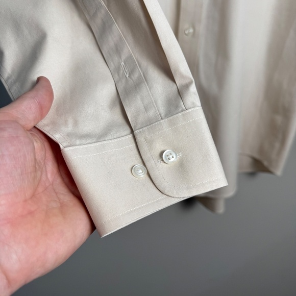 Pronto Uomo Men's Long Sleeve Button Up Dress Shirt Beige/Cream 16.5 - 32/33 - Picture 2 of 10